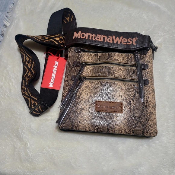 Montana West Brown Crossbody Bag with Snakeskin Print - Picture 3 of 11